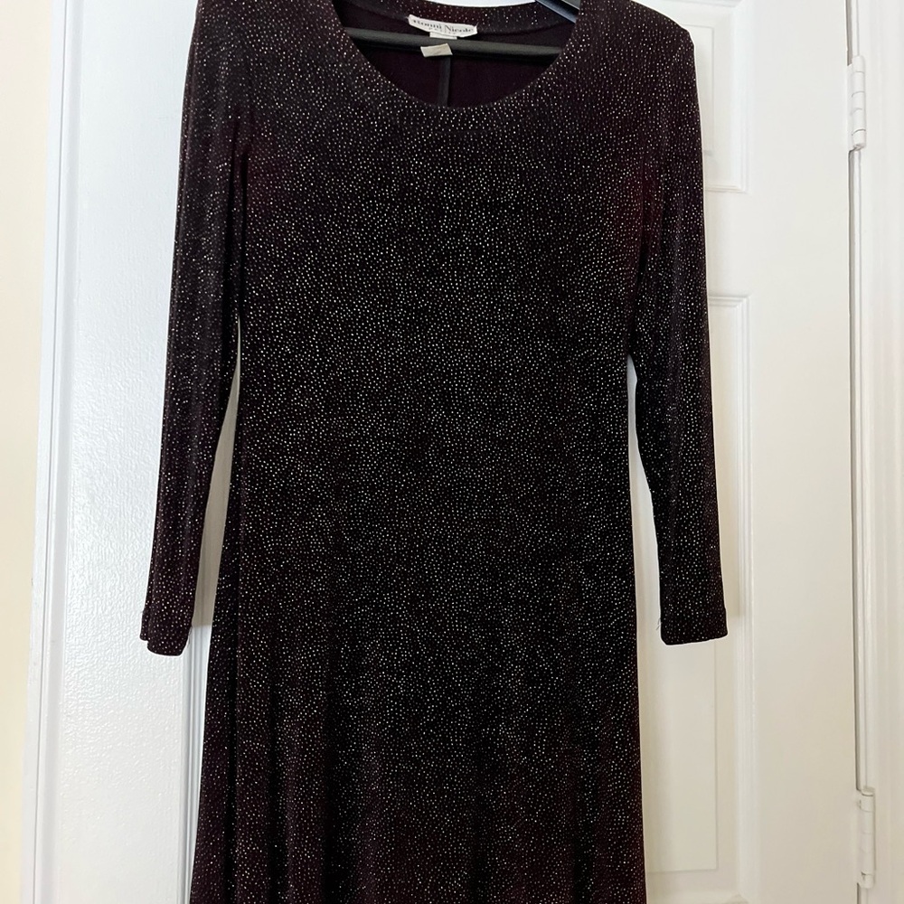 Ronni Nicole Vintage Black Sparkle Long Sleeve Dress